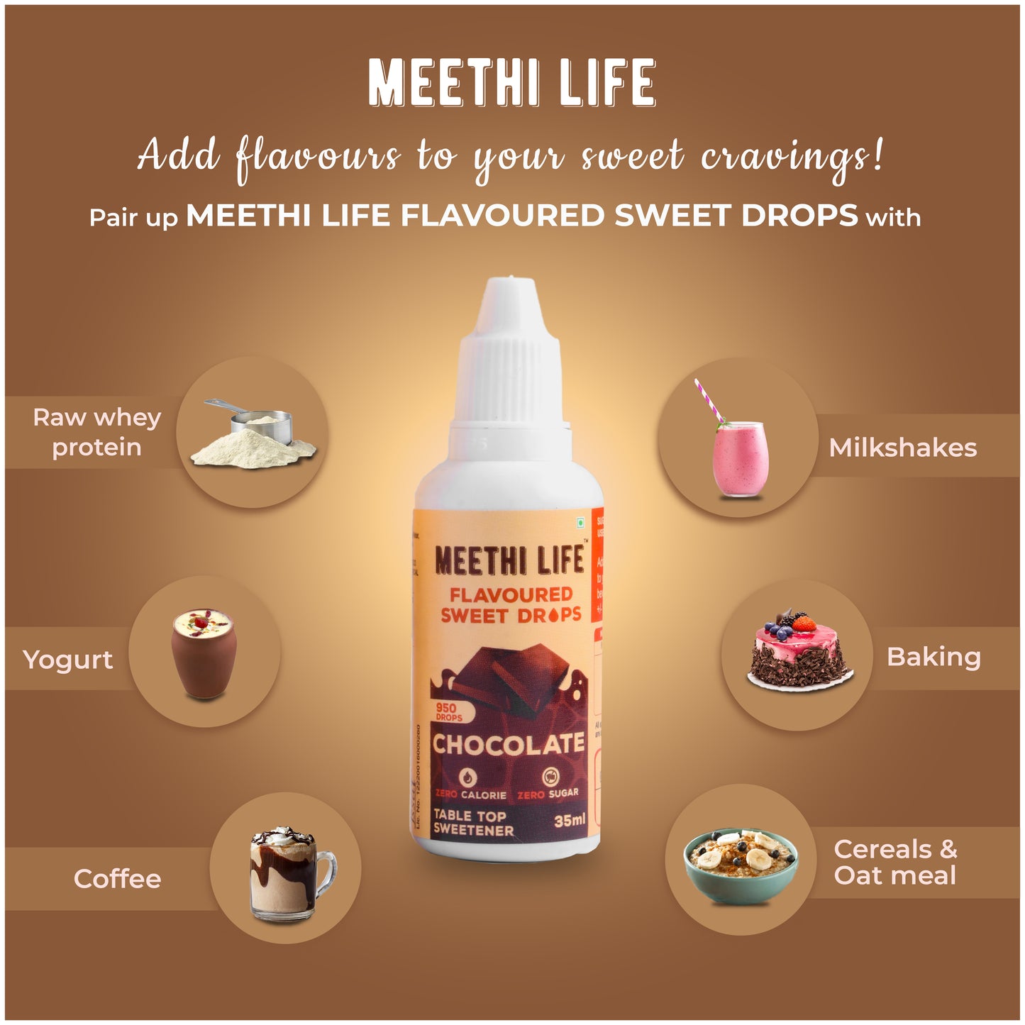 Chocolate Flavoured Sweet Drops, Zero Calorie, Zero Sugar