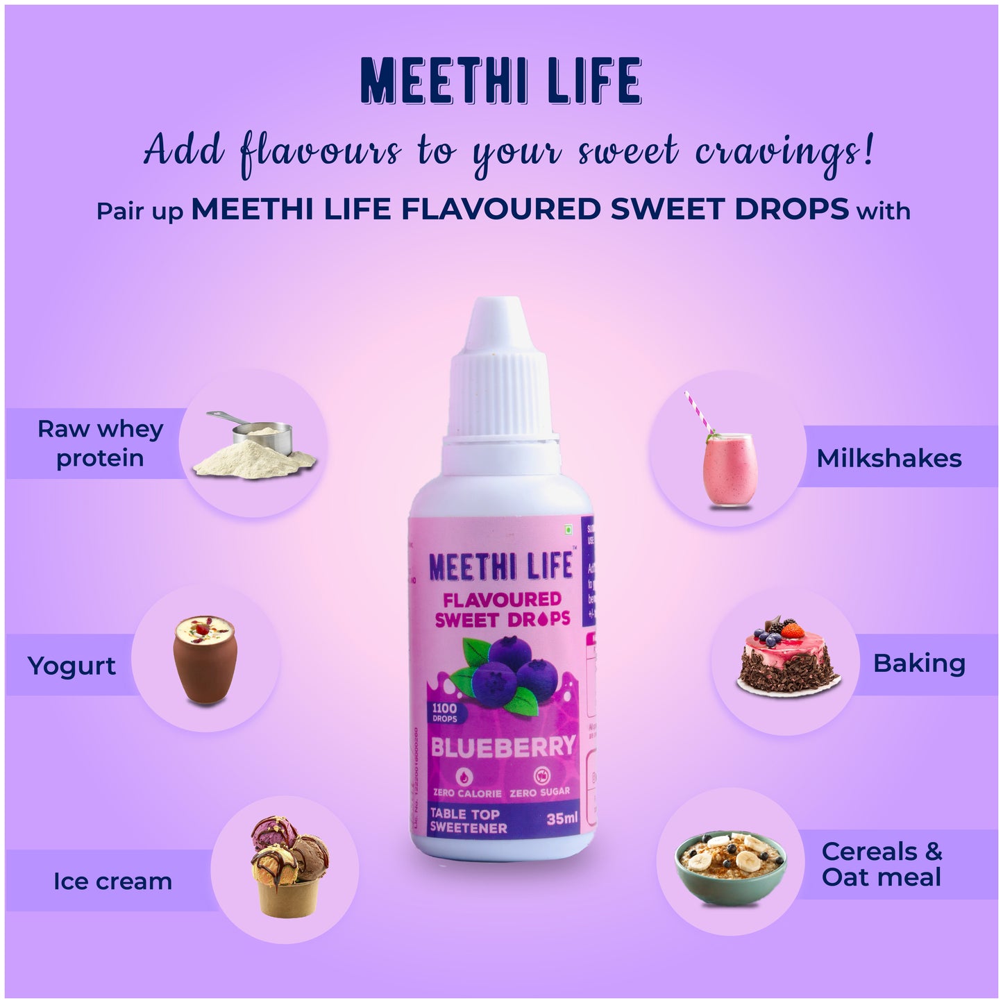 Blueberry Flavoured Sweet Drops, Zero Calorie, Zero Sugar