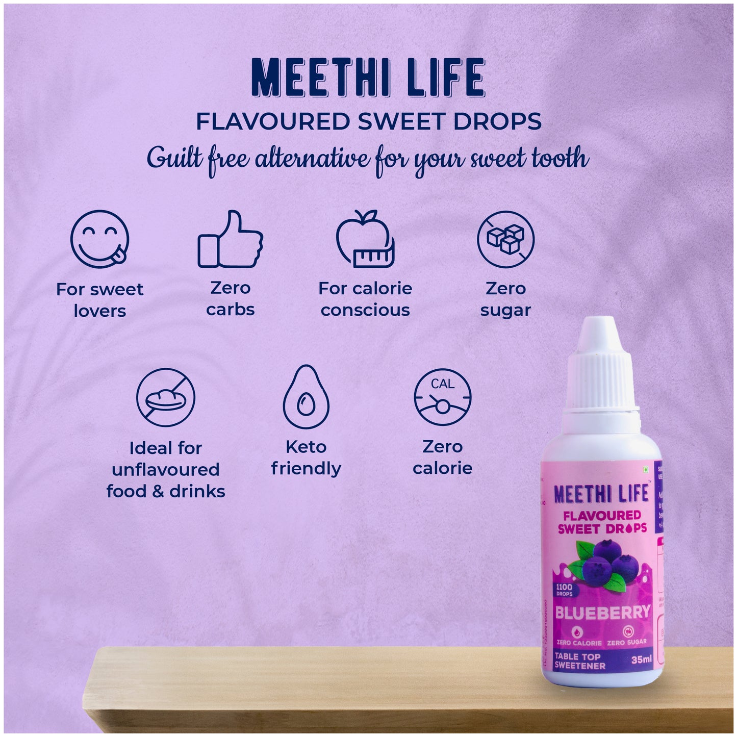 Blueberry Flavoured Sweet Drops, Zero Calorie, Zero Sugar