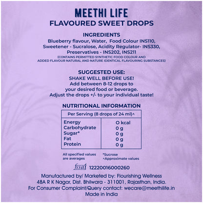 Blueberry Flavoured Sweet Drops, Zero Calorie, Zero Sugar