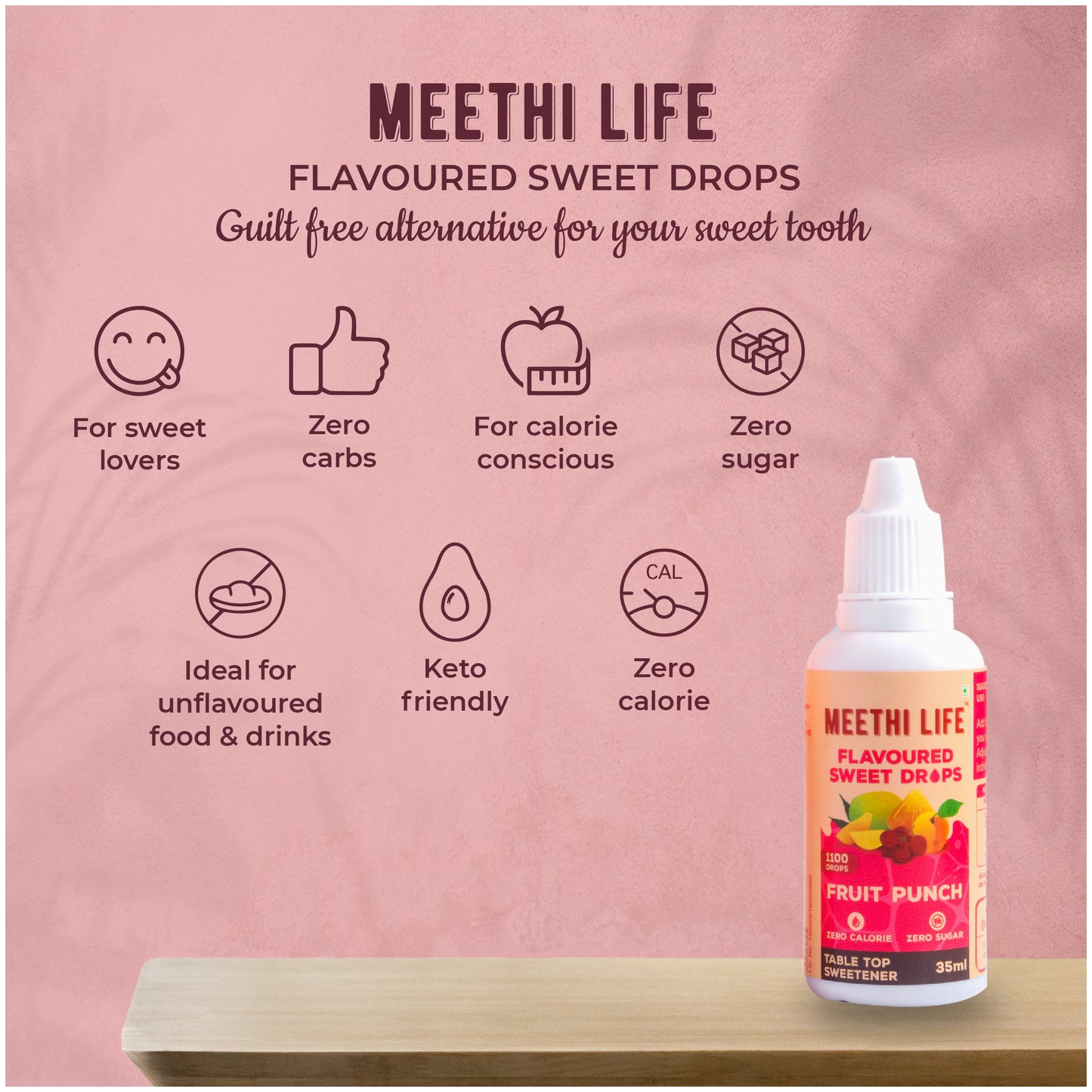 Fruit Punch Flavoured Sweet Drops, Zero Calorie, Zero Sugar