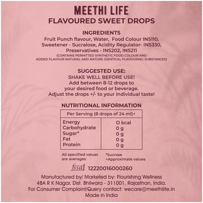 Fruit Punch Flavoured Sweet Drops, Zero Calorie, Zero Sugar